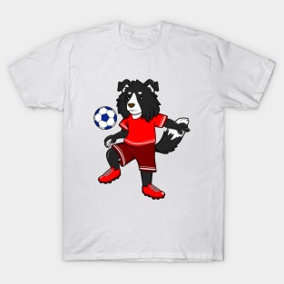 Comic border collie playing soccer T-Shirt